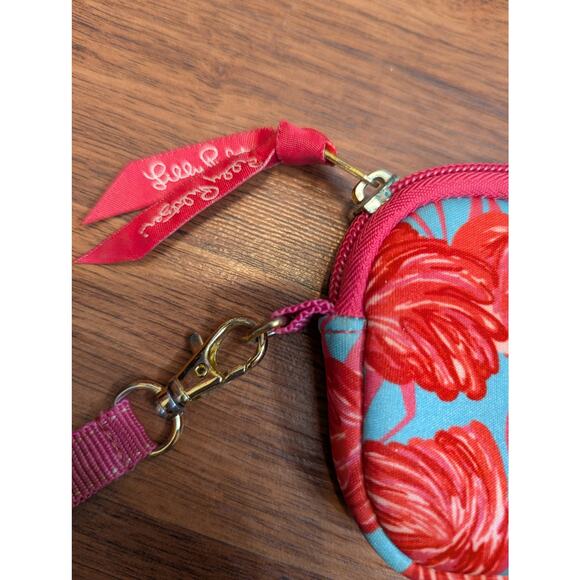Lilly Pullitzer Flamingo Print Wristlet Key Chain Coin Purse - Picture 2 of 7